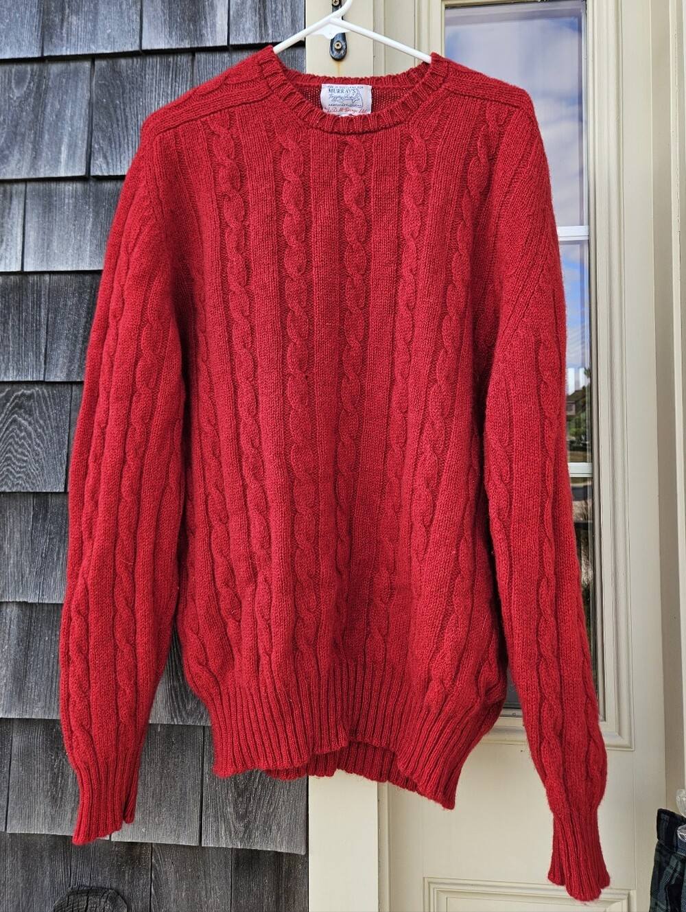 Murray's Nantucket Classic Wool Cable-Knit Crewneck Sweater - Size L